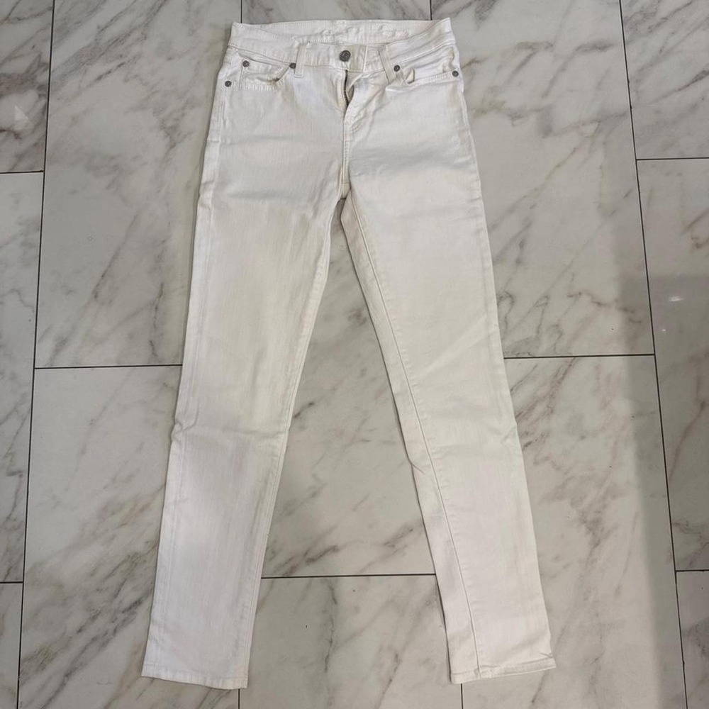 7 For‎ All Mankind White Skinny Jeans | Women's Size 25 | Low Rise